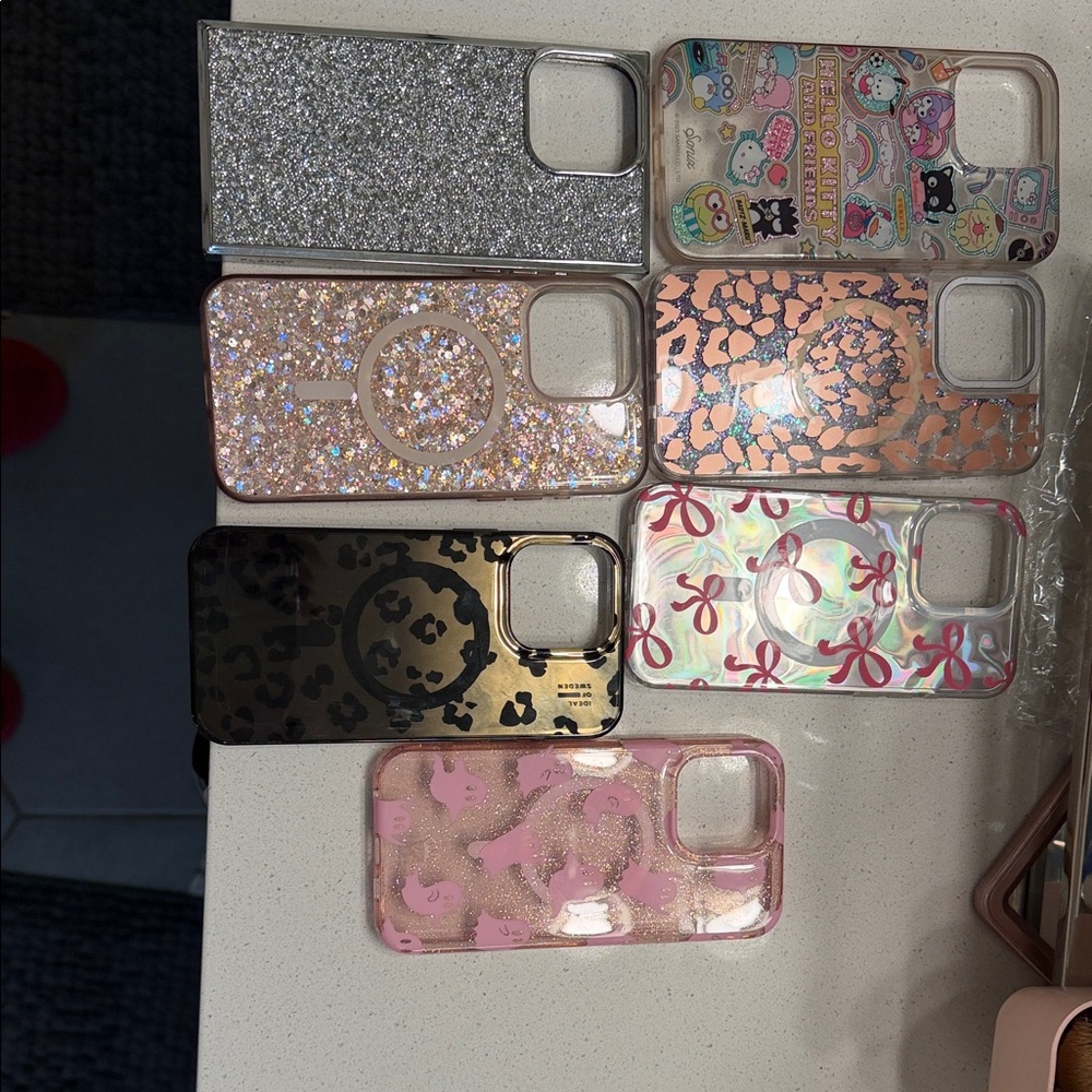 iPhone 15 Pro Max Glitter and Patterned Phone Case Set